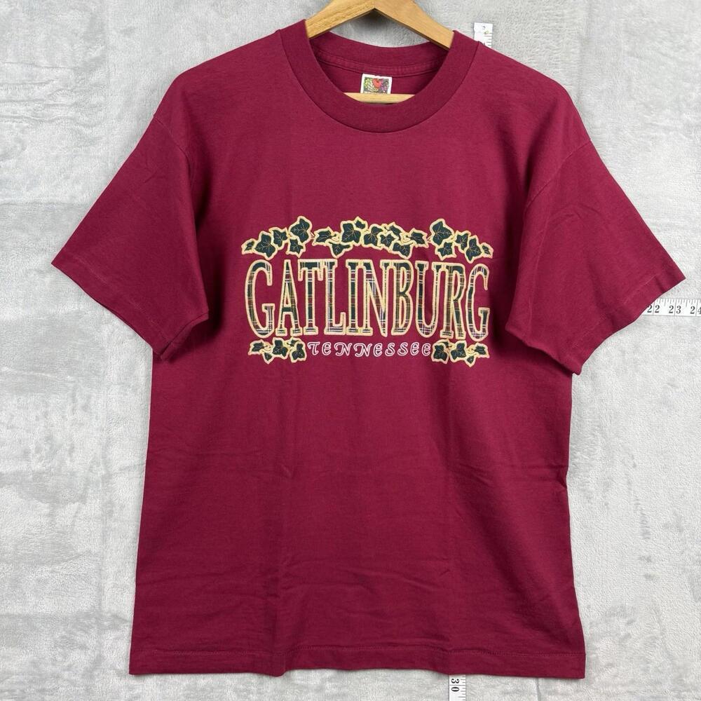 Vintage Gatlinburg Tennessee Ivy Graphic T-Shirt Fruit of the Loom USA Made Sz L